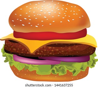 Hamberger isolated on white background. illustration vector
