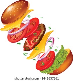 Hamberger isolated on white background. illustration vector