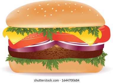 Hamberger aislado en fondo blanco. vector ilustrativo