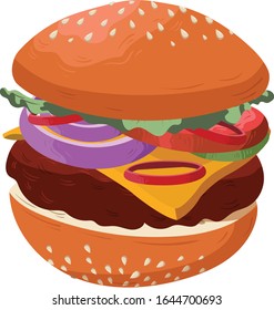 Hamberger isolated on white background. illustration vector