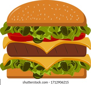 Hambuger - Vector and Illustration for menus brochure poster and fast foodicon. Isolated on white background.