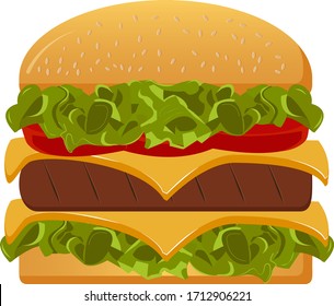 Hambuger - Vector and Illustration for menus brochure poster and fast foodicon. Isolated on white background.