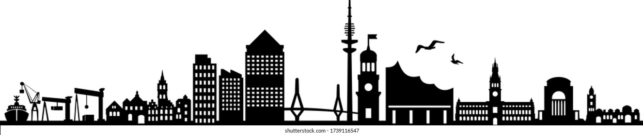 HAMBURG City GERMANY Skyline Silhouette Cityscape Vector