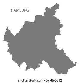 Hamburg city map grey illustration silhouette shape