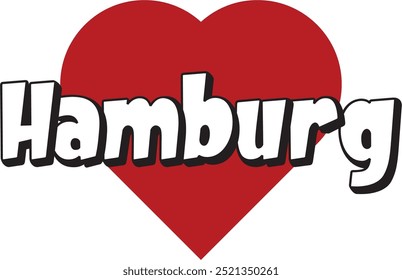 Ciudad de Hamburgo ​​texto con el corazón rojo conveniente para el logotipo o el diseño