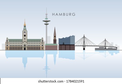 Hamburg city skyline vector illustration 