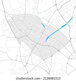 Eimsbüttel, Hamburg, DEUTSCHLAND, high detail vector map with city boundaries and editable paths. White outlines for main roads. Many smaller paths. Blue shapes and lines for water.