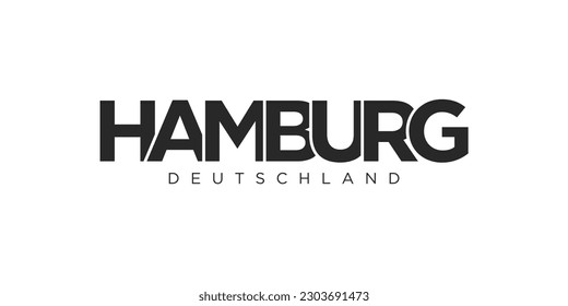 Hamburg Deutschland, modern and creative vector illustration design featuring the city of Germany as a graphic symbol and text element, set against a white background