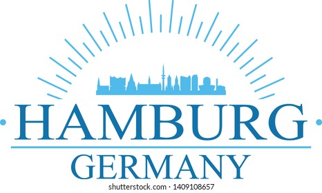 Hamburg Germany. Banner Design. City Skyline. Silhouette Vector. Famous Monuments.
