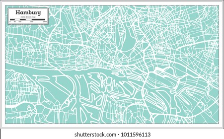 Hamburg Germany City Map in Retro Style. Outline Map. Vector Illustration.