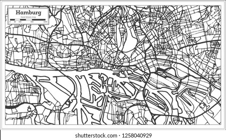 Hamburg Germany City Map in Retro Style. Outline Map. Vector Illustration.