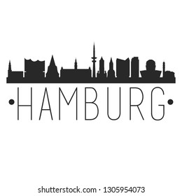 Hamburg Germany. City Skyline. Silhouette City. Design Vector. Famous Monuments.