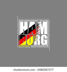 Hamburg Germany deutschland city style print for t-shirt . Typography graphics for tourism tee shirt design.