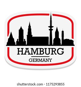 Hamburg Germany Label Stamp Icon Skyline City Design Tourism.