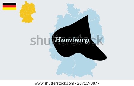 Hamburg Germany Map with German Flag - Free Hanseatic City Vector Design