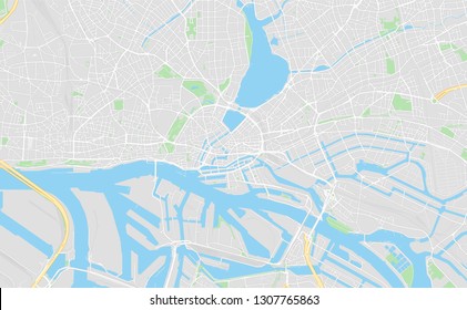 Hamburg, Germany, printable map, designed as a high quality background for high contrast icons and information in the foreground.