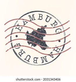 Hamburgo, Alemania Stamp Map Postal. Silhouette. Diseño de redondeo de Passport. Icono del vector. Diseño Retro Viaje Símbolo Nacional.
