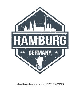 Hamburg Germany Travel Stamp Icon Skyline City Design Tourism. Seal Passport Vector.