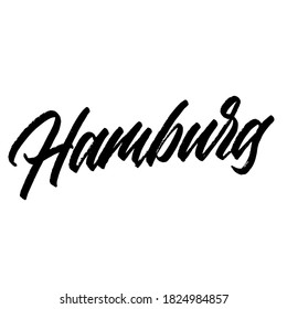 Hamburg. handwritten city name. typography design. Hand written type. Simple vector sign. Vector illustration.