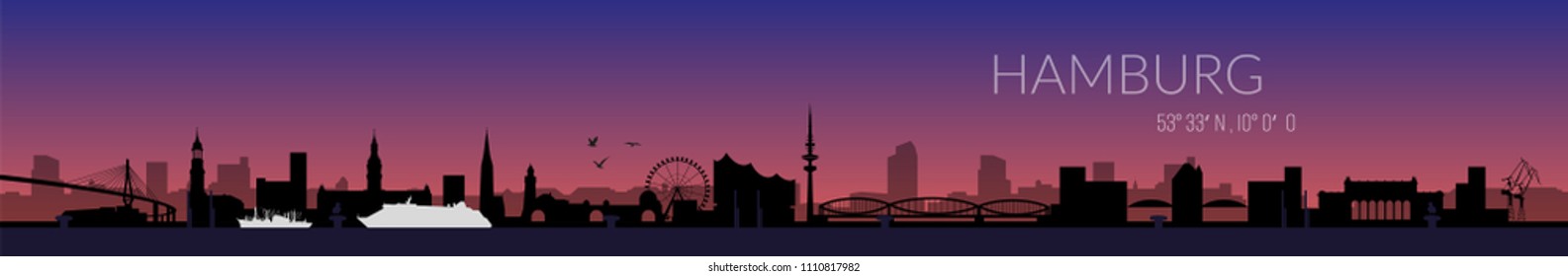 Hamburg and its landmarks. Skyline. Panorama.