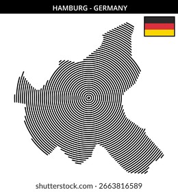 Hamburg map with circular line strokes