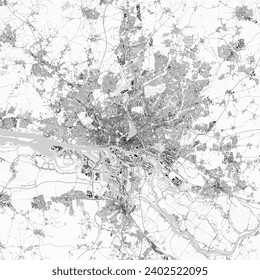 Mapa de Hamburgo. Mapa luminoso detallado de Hamburgo (Alemania). Las características naturales (lagos, ríos), los distintos tipos de carreteras y edificios se agrupan por separado.