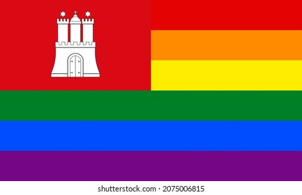 banderas de hamburguesa y arco iris. ilustración vectorial 3:5
