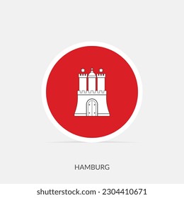 Icono de bandera redonda de Hamburgo con sombra.