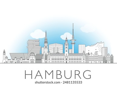 Hamburg skyline cityscape vector illustration