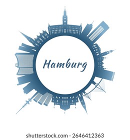 skyline de Hamburgo com edifícios coloridos. Estilo circular. Ilustração do vetor de estoque