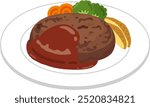 Hamburg steak is a meat dish that is mainly made by mixing ground beef with breadcrumbs, onions, eggs, etc.