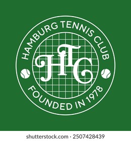 Hamburg Tennis Club logo. Vintage print for t-shirt. Trendy Hipster design. Vector illustration