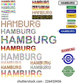 Hamburg text design set