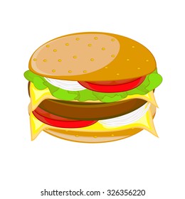 hamburger with the ability to edit on a white background