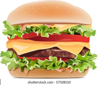 Hamburger. All elements and textures are individual objects. Vector illustration scale to any size.