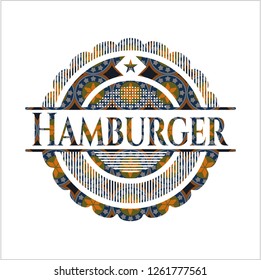 Hamburger arabesque style emblem. arabic decoration.