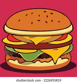  hamburger art food drawing vecto