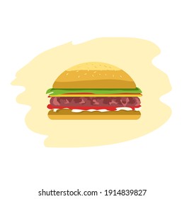 Hamburger, beautiful vector illustration for cafes, fast food restaurants, etc.