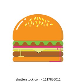 Hamburger, Beef Hamburger, vector style.