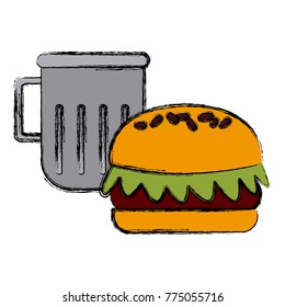 Hamburger and beer symbol