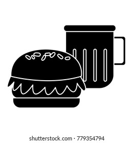 Hamburger and beer symbol