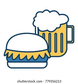 Hamburger and beer symbol