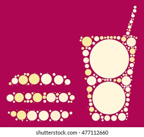 Hamburger and beverage shape vector design by color point