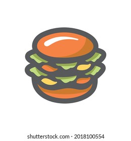 Hamburger big fast food Vector icon Cartoon illustration