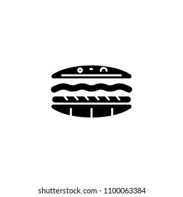 Hamburger black icon concept. Hamburger flat  vector symbol, sign, illustration.