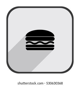 Hamburger - black vector icon  with long shadow