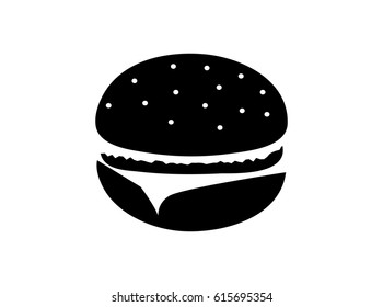 Hamburger black and white icon. Vector illustration isolated on white background.