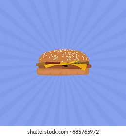 Hamburger with Blue Stripe Background