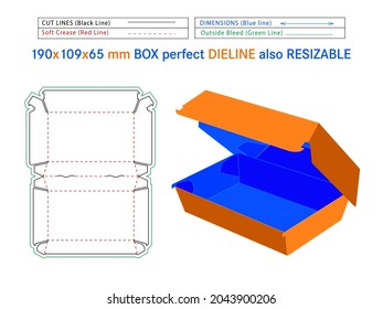 Hamburger box dieline Fast Food Burger Box And Die-cut template Self Asembly Eco-friendly, No Glue Needed box