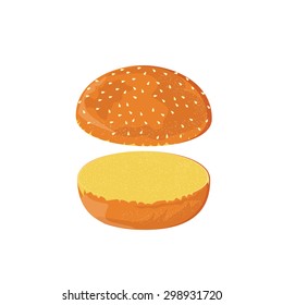 Hamburger bun on a white background. 2